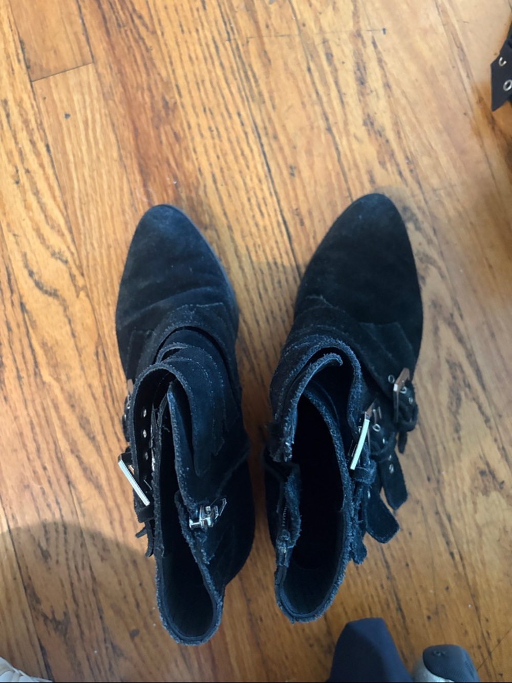 Black Suede Pointed-Toe Ankle Boots